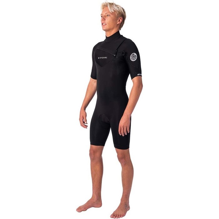 2024 Rip Curl Mens Dawn Patrol 2mm Chest Zip Shorty Wetsuit WSP9GM - Black